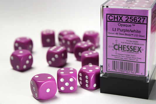 Chessex set de 12 dés 6 - CHX 25627 Opaque Purple/White