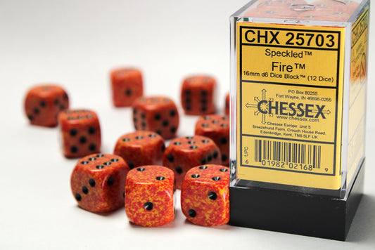 Chessex set de 12 dés 6 - CHX 25703 Speckled Fire