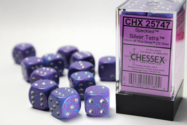 Chessex set de 12 dés 6 - CHX 25747 Silver Tetra