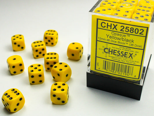 Chessex set de 36 mini dés - CHX 25802 Opaque Yellow/Black