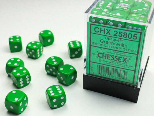 Chessex set de 36 mini dés - CHX 25805 Opaque Green/White