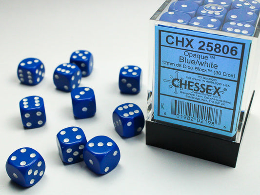 Chessex set de 36 mini dés - CHX 25806 Opaque Bleu/Blanc