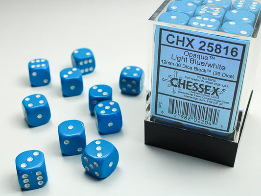 Chessex set de 36 mini dés - CHX 25816 Opaque Light Blue/White