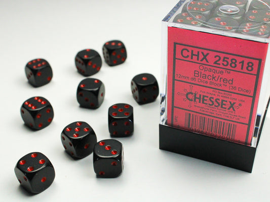 Chessex set de 36 mini dés - CHX 25818 Opaque Noir/Rouge