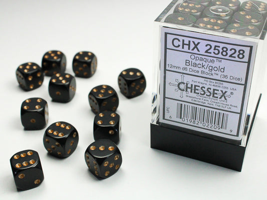 Chessex set de 36 mini dés - CHX 25828 Opaque Black/Gold