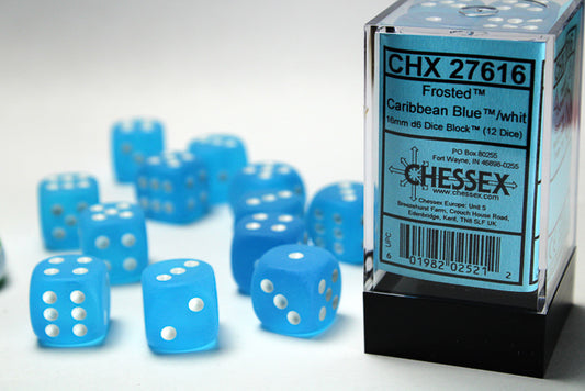 Chessex set de 12 dés 6 - CHX 27616 Frosted Caribbean