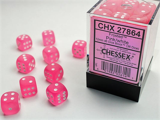 Chessex set de 36 mini dés - CHX 27864 Gemini Frosted Pink/White