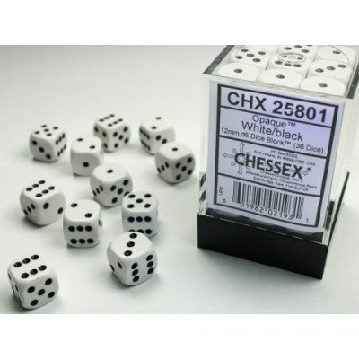 Chessex set de 36 mini dés - CHX 25801 Opaque White/Black