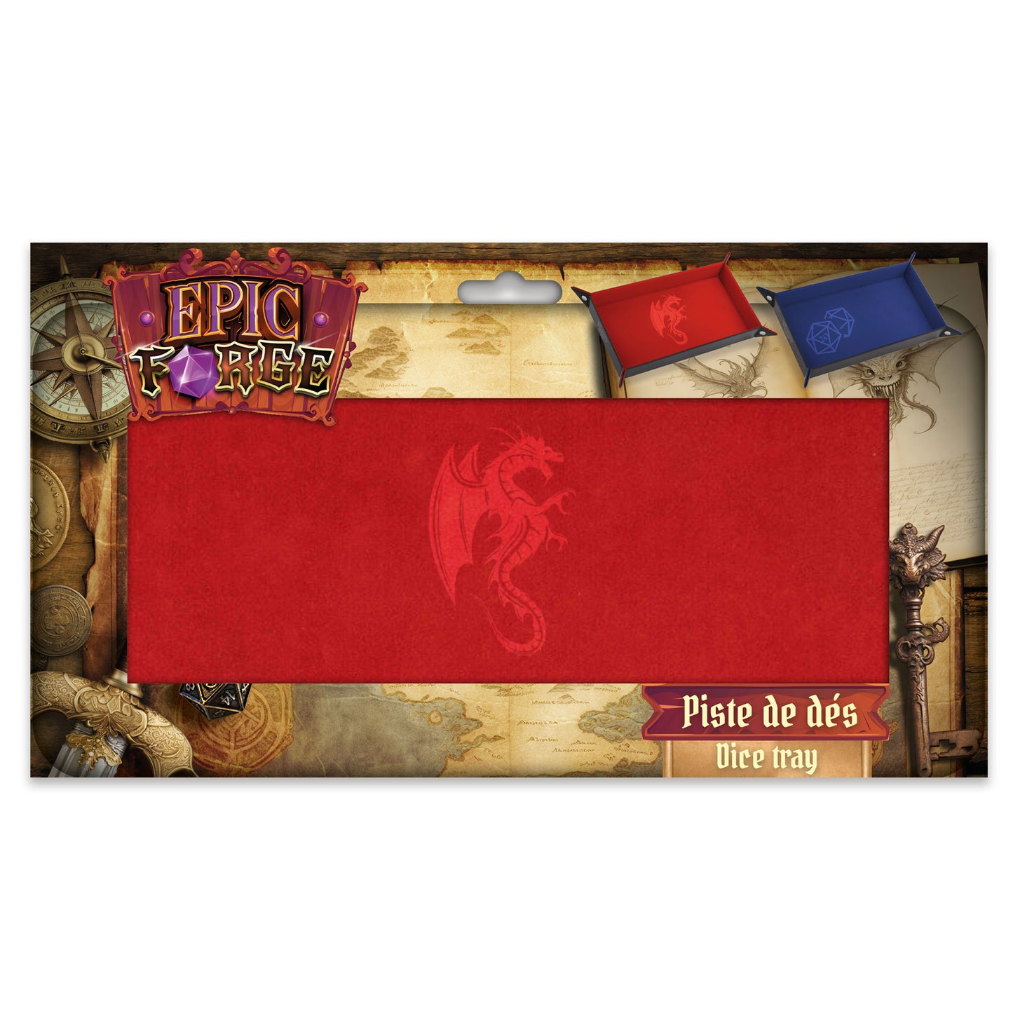 Couloir de Dés - Dragon Rouge - Cuir et Velours - 20 x 40 cm