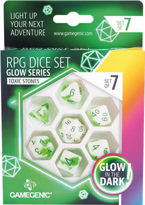 JDR Set de 7 Dés : Glow Series - Toxic Stones- Gamegenic
