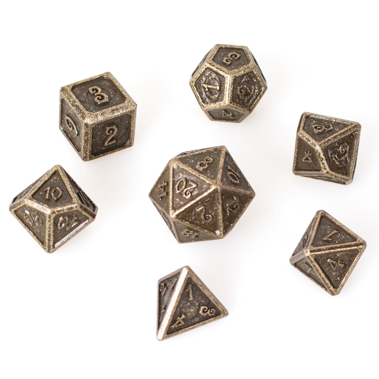 Dés Métal - Lot de 7 dés (16mm) avec boite en métal - Devil Eye Gold