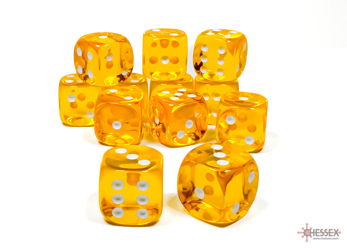 Chessex set de 12 dés 6 - CHX 23602 Translucent Yellow/White