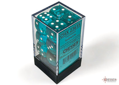 Chessex set de 12 dés 6 - CHX 23615 Translucent Teal/White