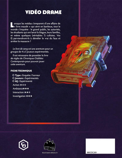 JDR Chroniques oubliées Contemporain 2 - Supplément Le Livre de sang