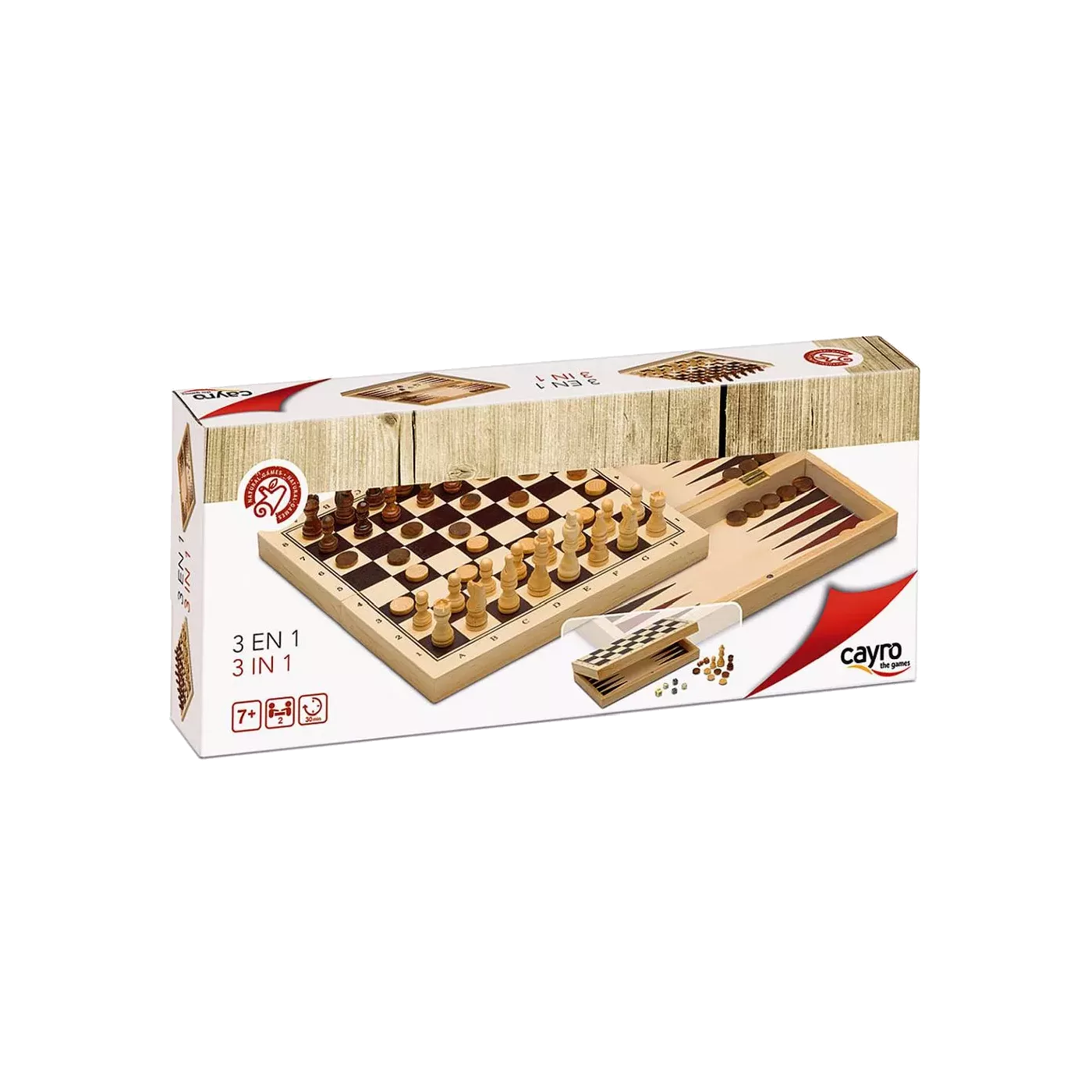 Coffret 3 En 1 : Échecs, Dames Et Backgammon Pliable