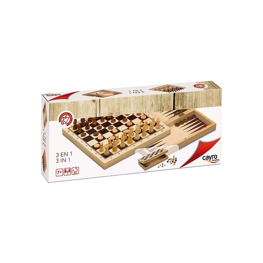 Coffret 3 En 1 : Échecs, Dames Et Backgammon Pliable