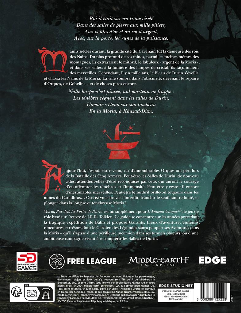 JDR L'Anneau Unique : Moria Par-delà les portes de Durin