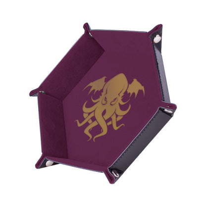 Piste de dés - Chtulhu Doré/Violet - 19 x 19 cm - Cuir et velours (Copie)