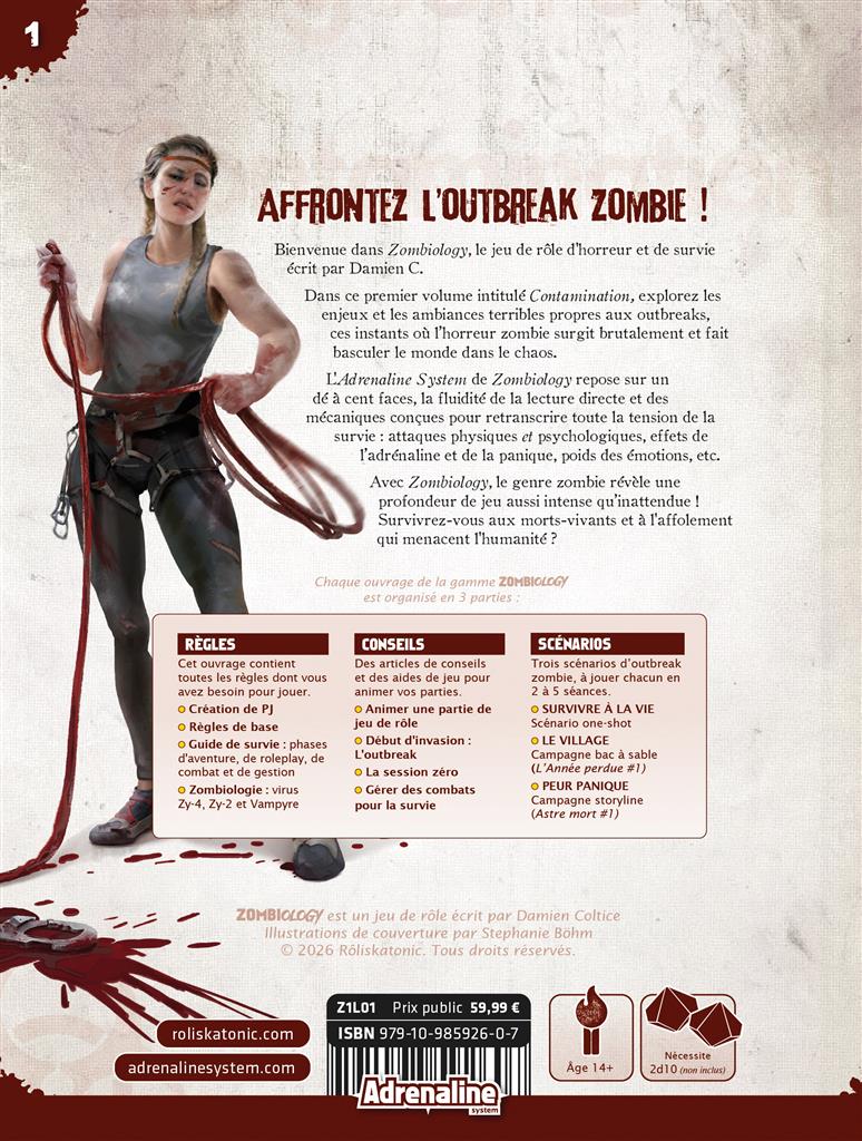 JDR Zombiology #1 Contamination - L'ouvrage (Livre de base)
